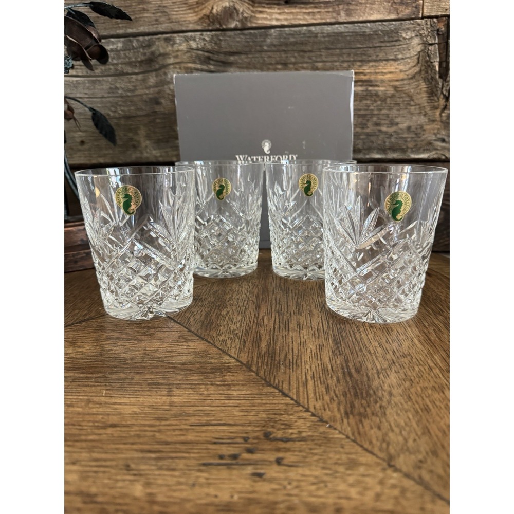 Waterford Crystal Ciara Double Old Fashioned Rocks‎ Glasses 4 3/8" Set Of 4 NIB